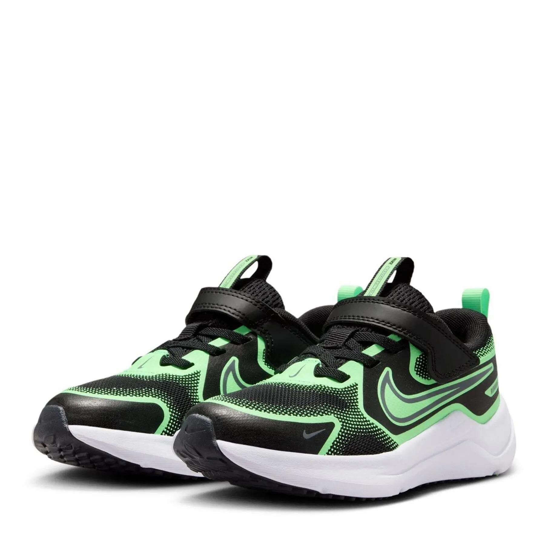 Childrens/Kids Cosmic Hook and Loop Trainers (Black/Green) 3/6