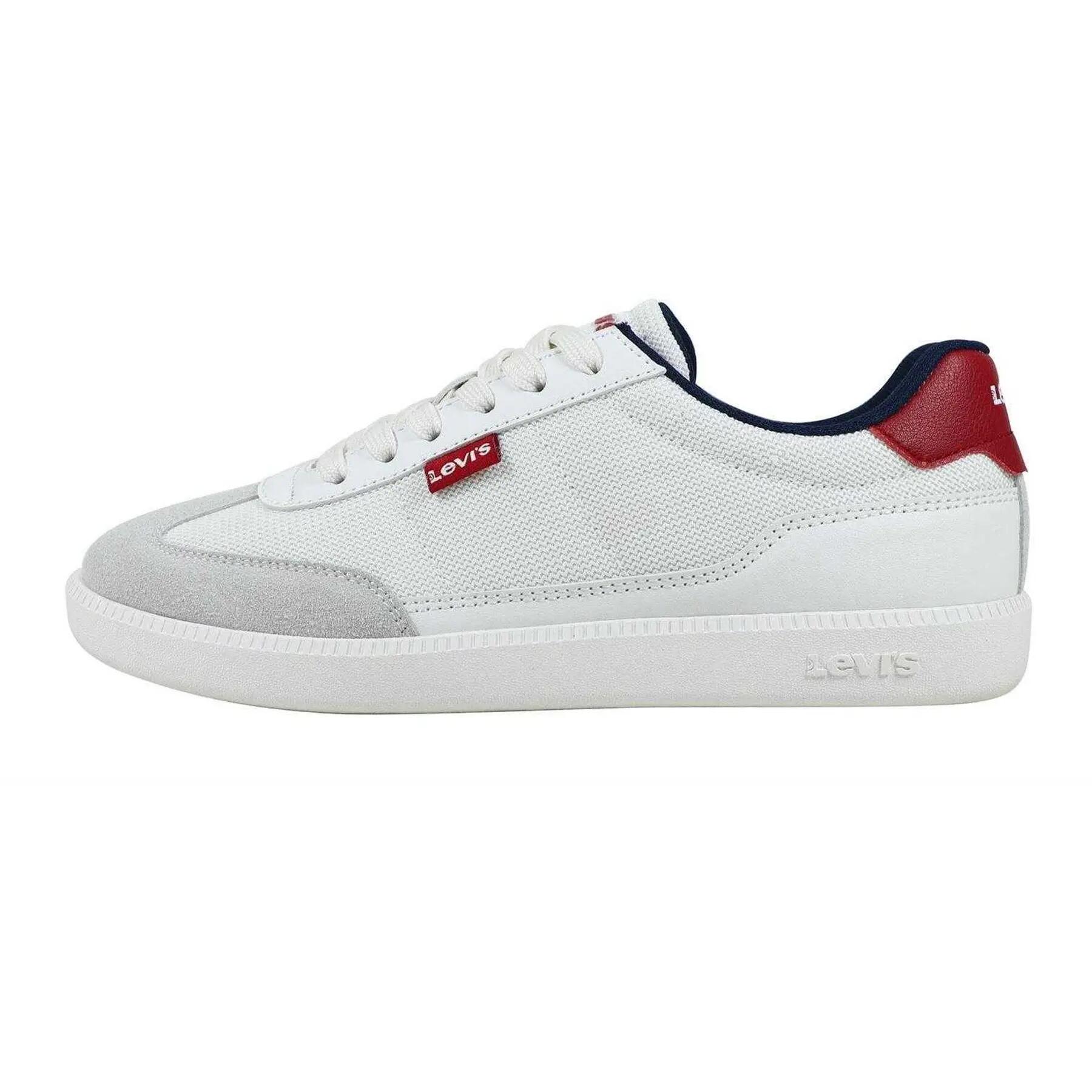 "Jackson" Sneaker für Kinder, Leder, Flach Damen Weiß/Rot 3/5
