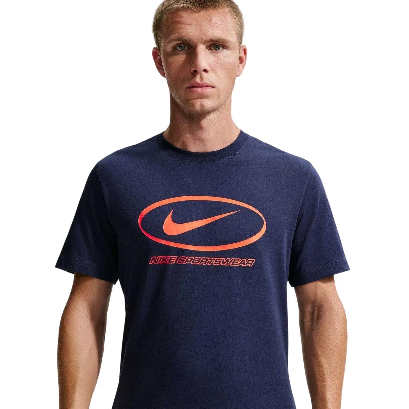 Maglietta Logo Ovale Uomo Nike Blu Navy 3/4