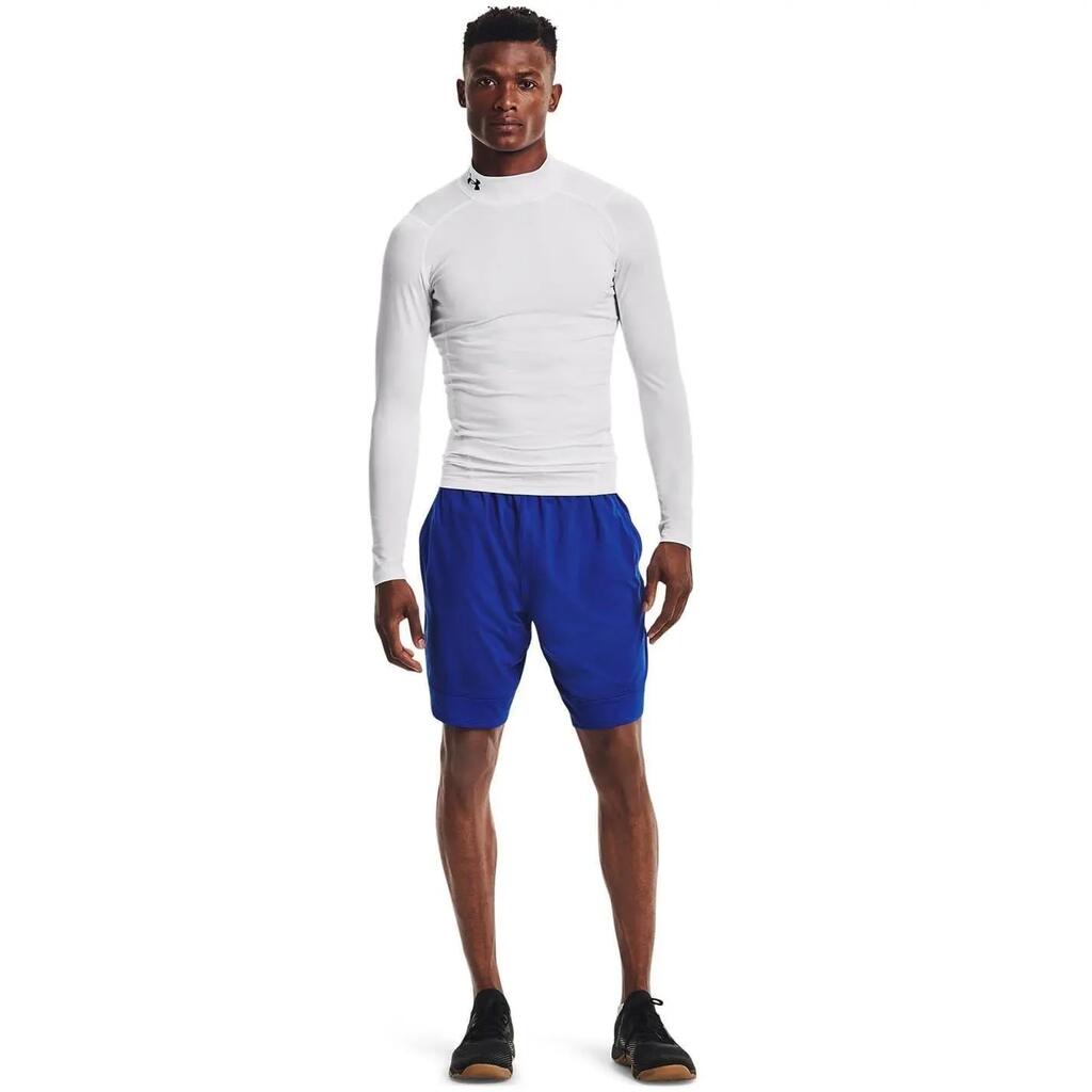Mens HeatGear Mock Neck Raglan LongSleeved Base Layer Top (White)