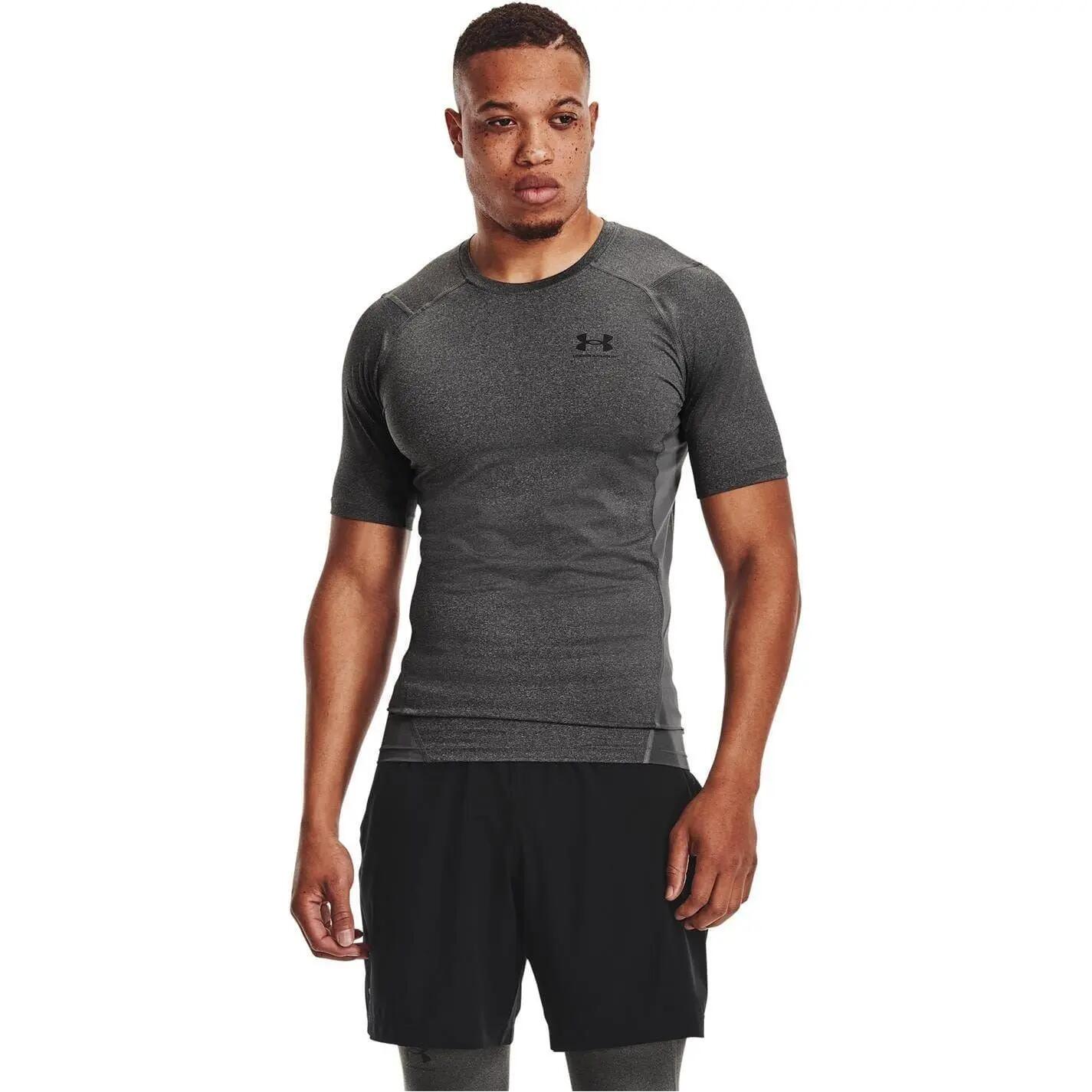 Maglietta Allenamento HeatGear Uomo Under Armour Carbone Con Toni Porpora 2/5