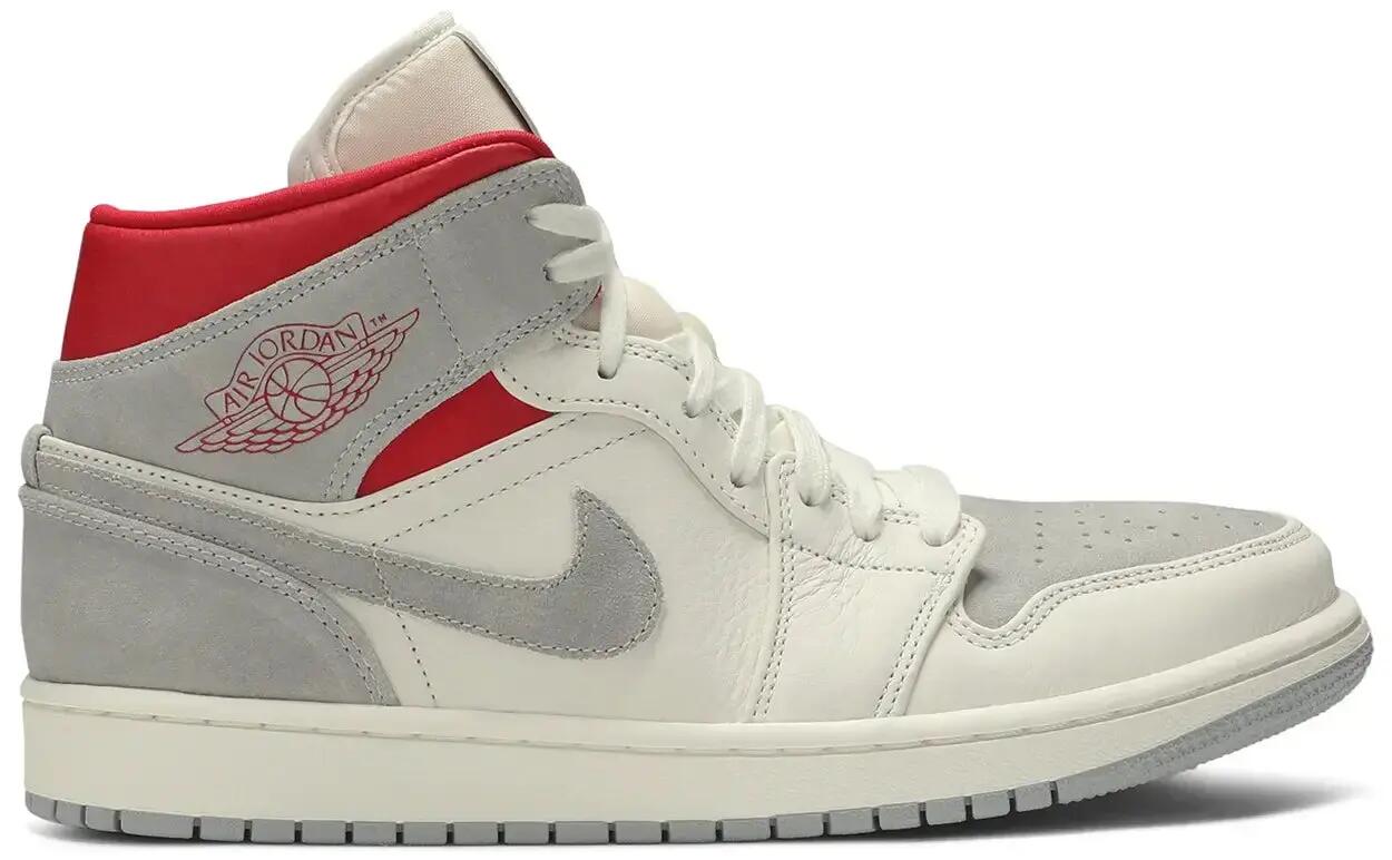 Herren - Walking-Schuhe - Mid-Top - Jordan 1 Mid - Sail/Rot 1/5