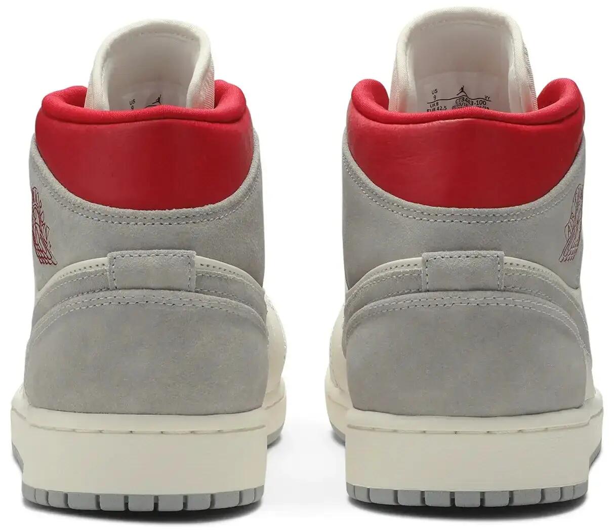 Herren - Walking-Schuhe - Mid-Top - Jordan 1 Mid - Sail/Rot 4/5