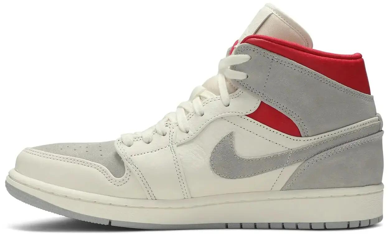 Herren - Walking-Schuhe - Mid-Top - Jordan 1 Mid - Sail/Rot 2/5