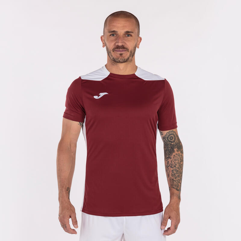 Maillot manches courtes Homme Joma Championship vi bordeaux blanc