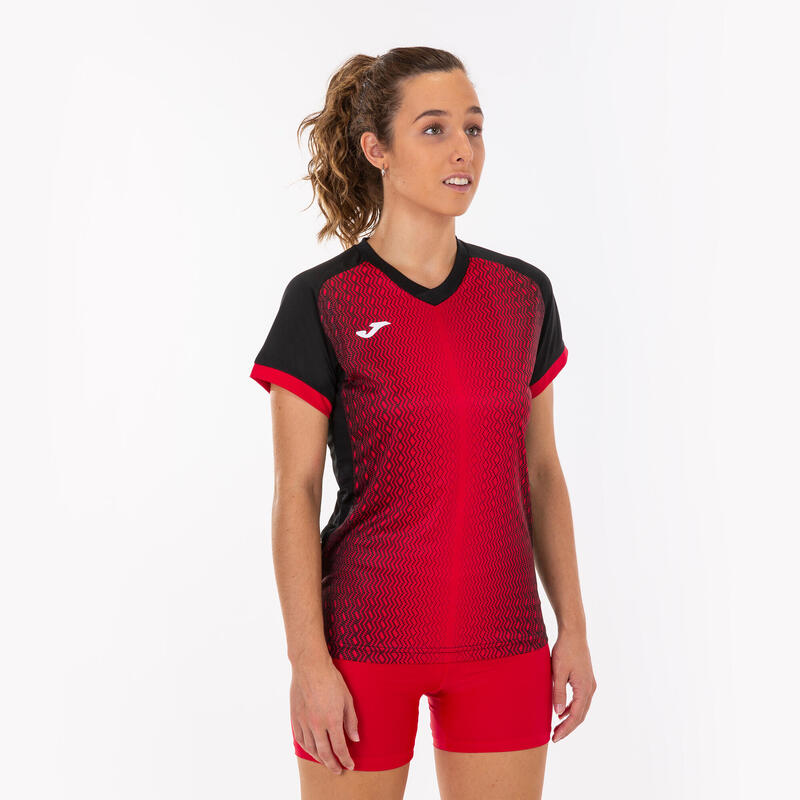 Maillot manches courtes Femme Joma Supernova noir rouge