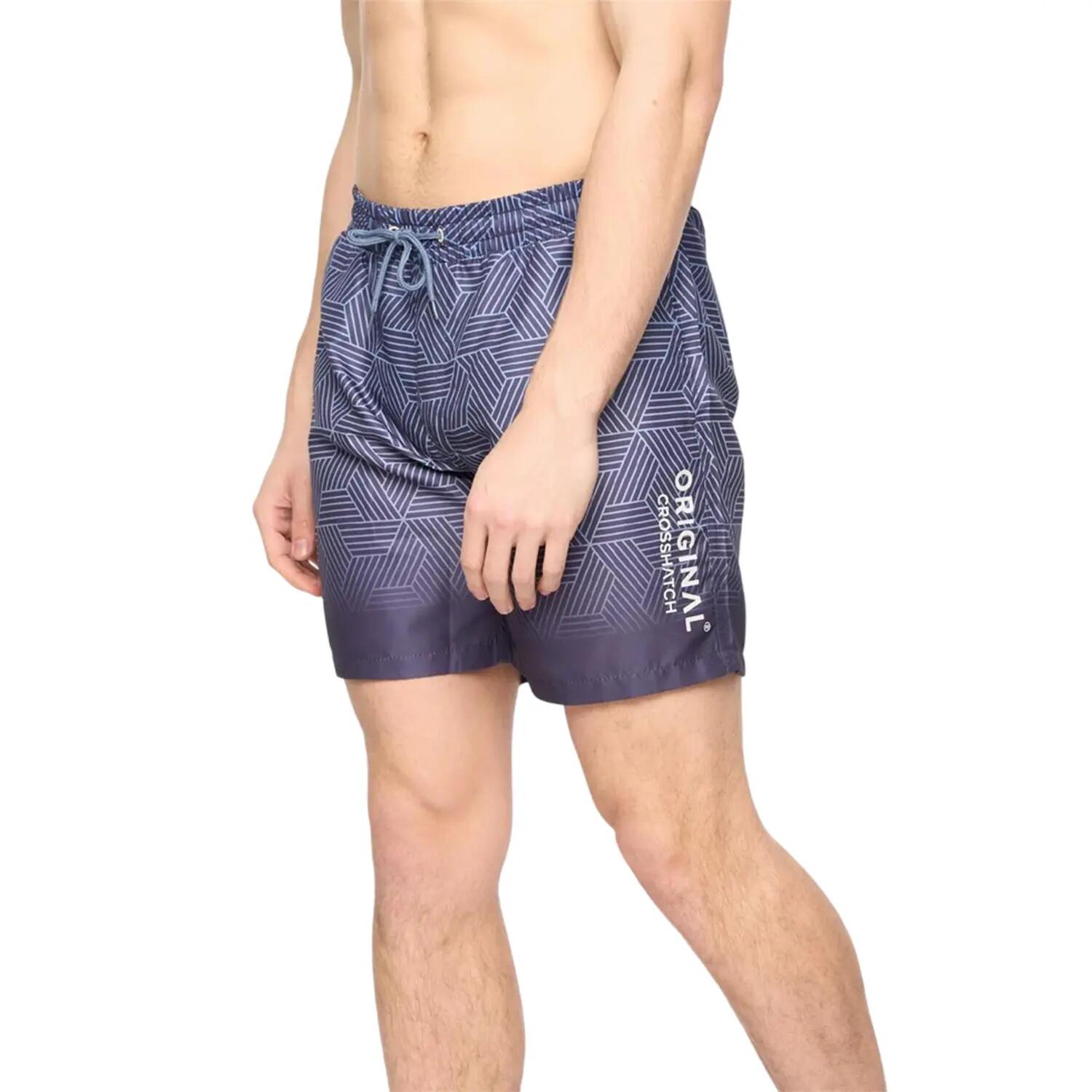 Mens Layotta Geometric Pattern Swim Shorts (Navy) 3/3