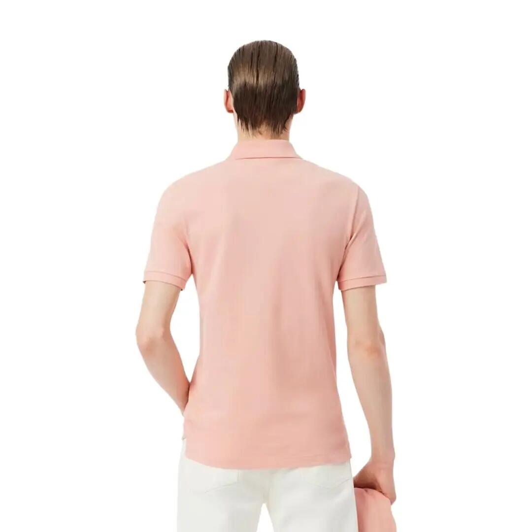 Polo Rosa Lacoste de Piqué de Corte Ajustado de Estilo Deportivo y Elegante 3/4