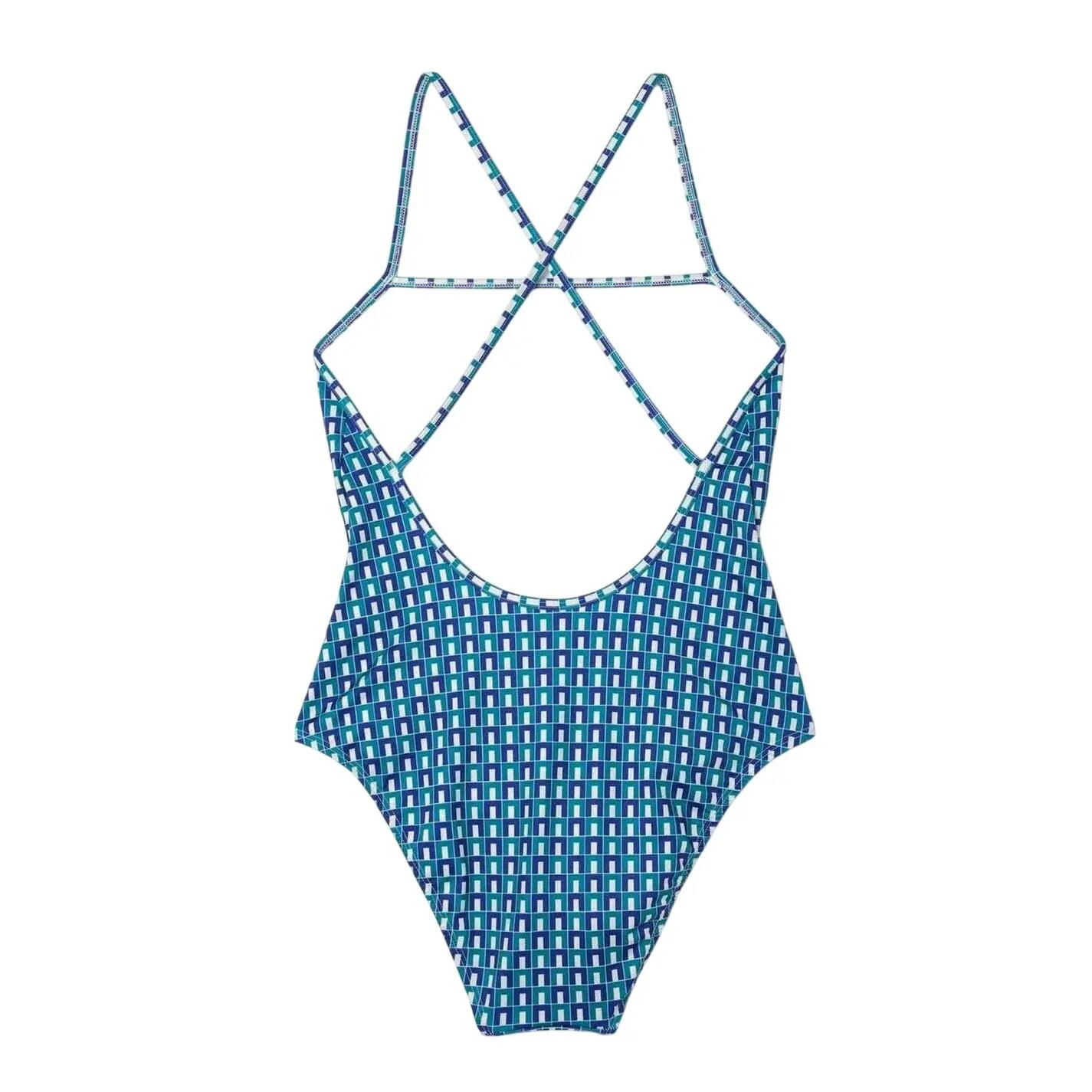Badeanzug für , Recyceltes Polyester Damen Blau 2/3