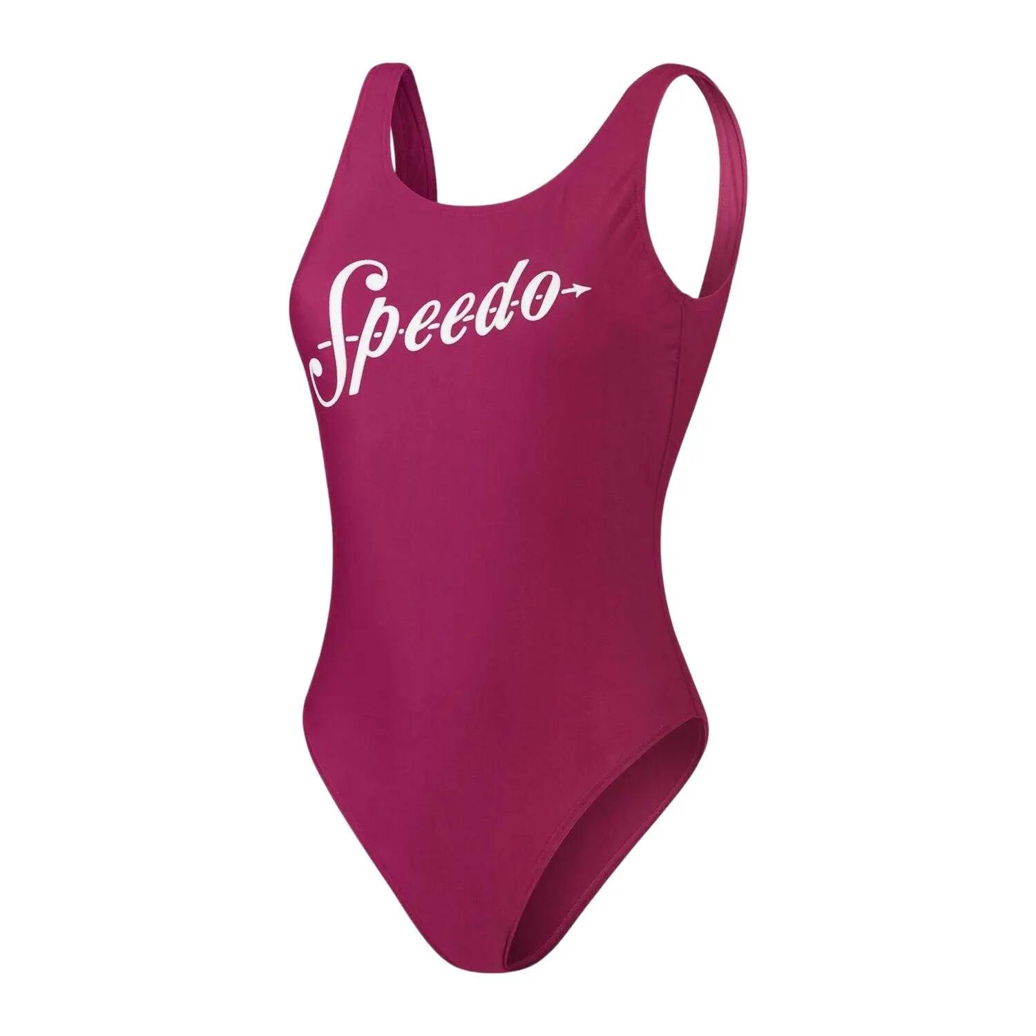 Costume Da Bagno Intero Logo Donna Speedo Viola Bianco 2/6