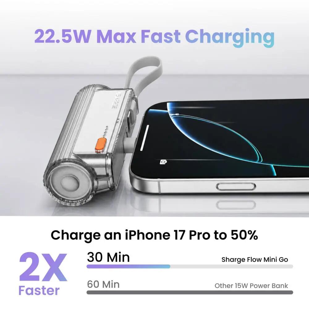 Flow Mini 2 Pro 5800mAh Powerbank mit fest verbautem Kabel, Violett 5/5