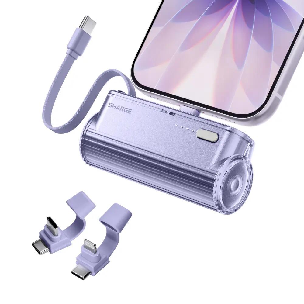 Flow Mini 2 Pro 5800mAh Powerbank mit fest verbautem Kabel, Violett 2/5