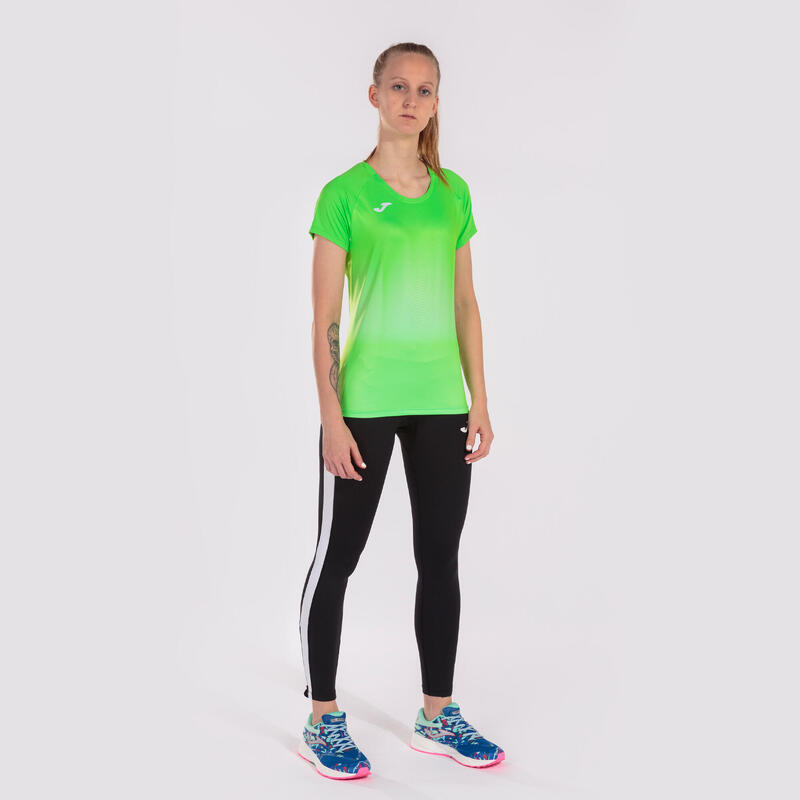 Maillot manches courtes running Fille Joma Elite vii vert fluo blanc