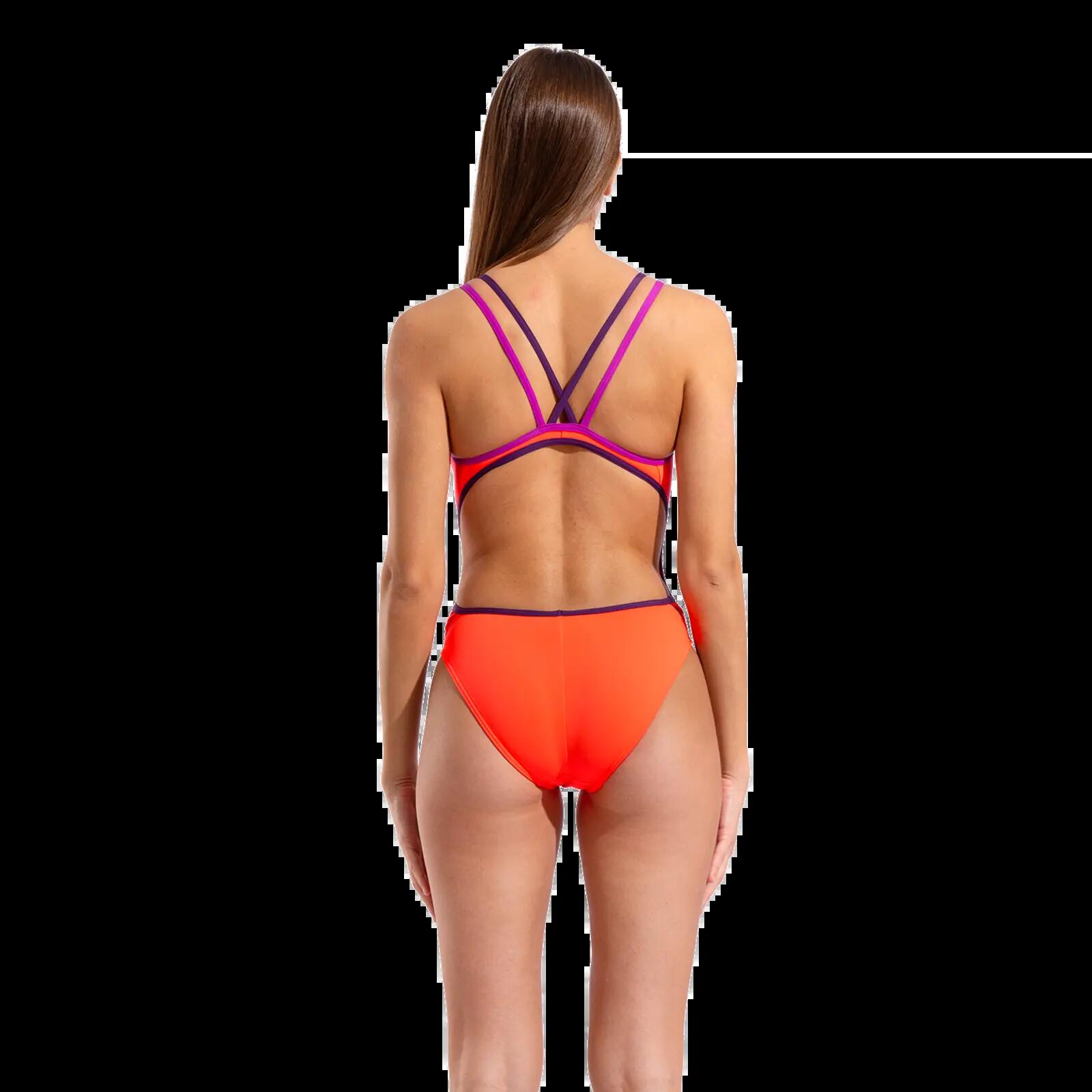 Fato de banho Arena Solid Double Cross Back Coral vivo 6/7