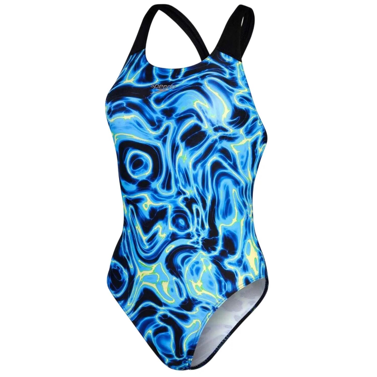 Maillot De Bain 1 Pièce Motif/style Abstrait ALLOVER DIGITAL Femme (Bleu / Noir 2/5