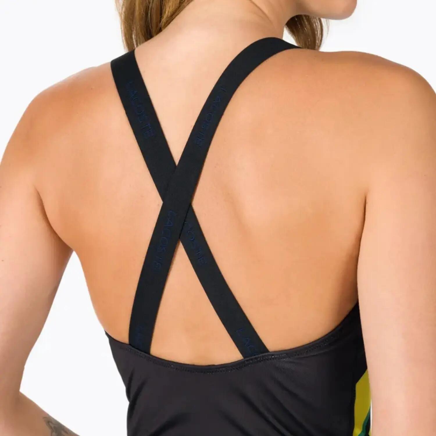 Maillot de bain une pièce sportif Lacoste pour femme, noir 5/5