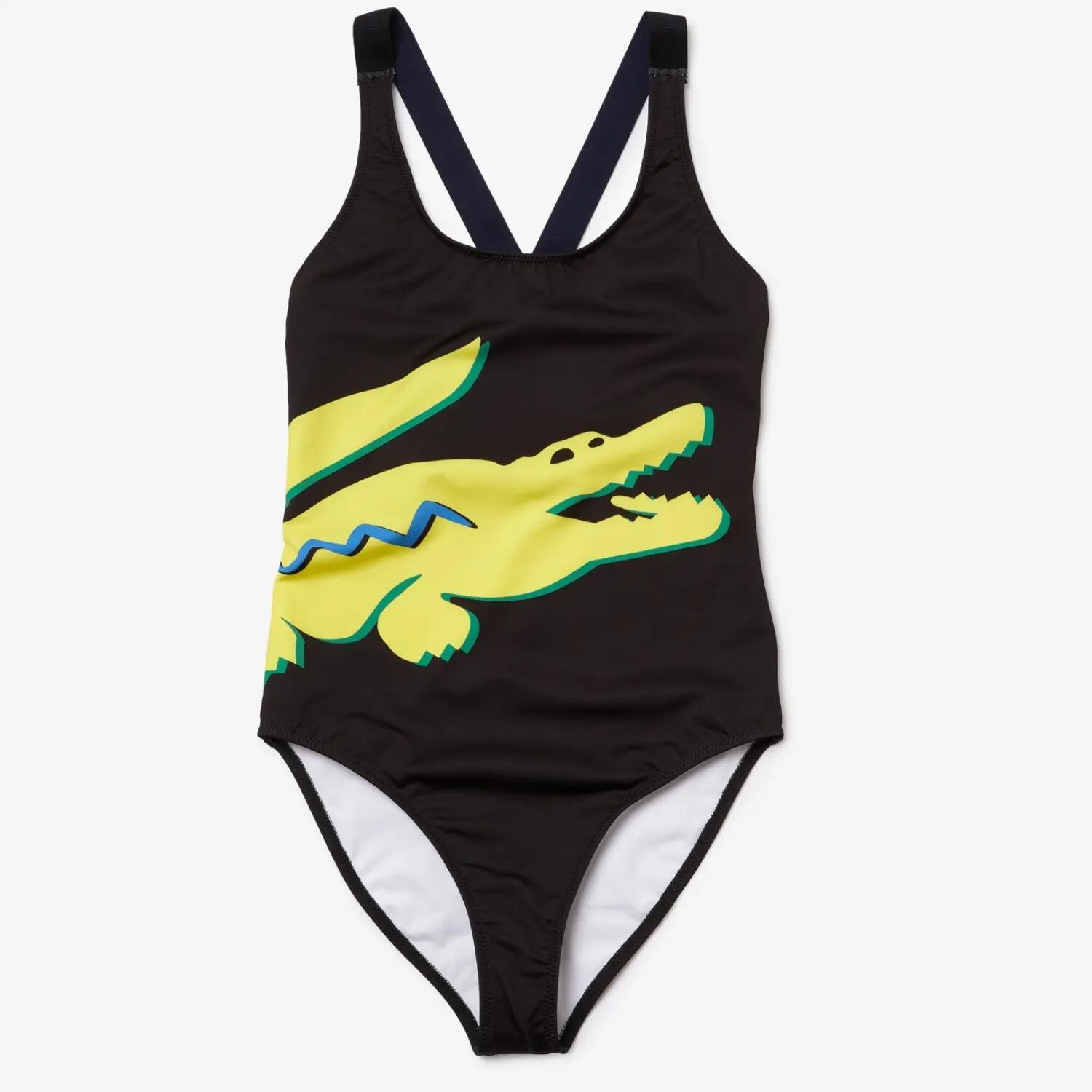 Maillot de bain une pièce sportif Lacoste pour femme, noir 4/5