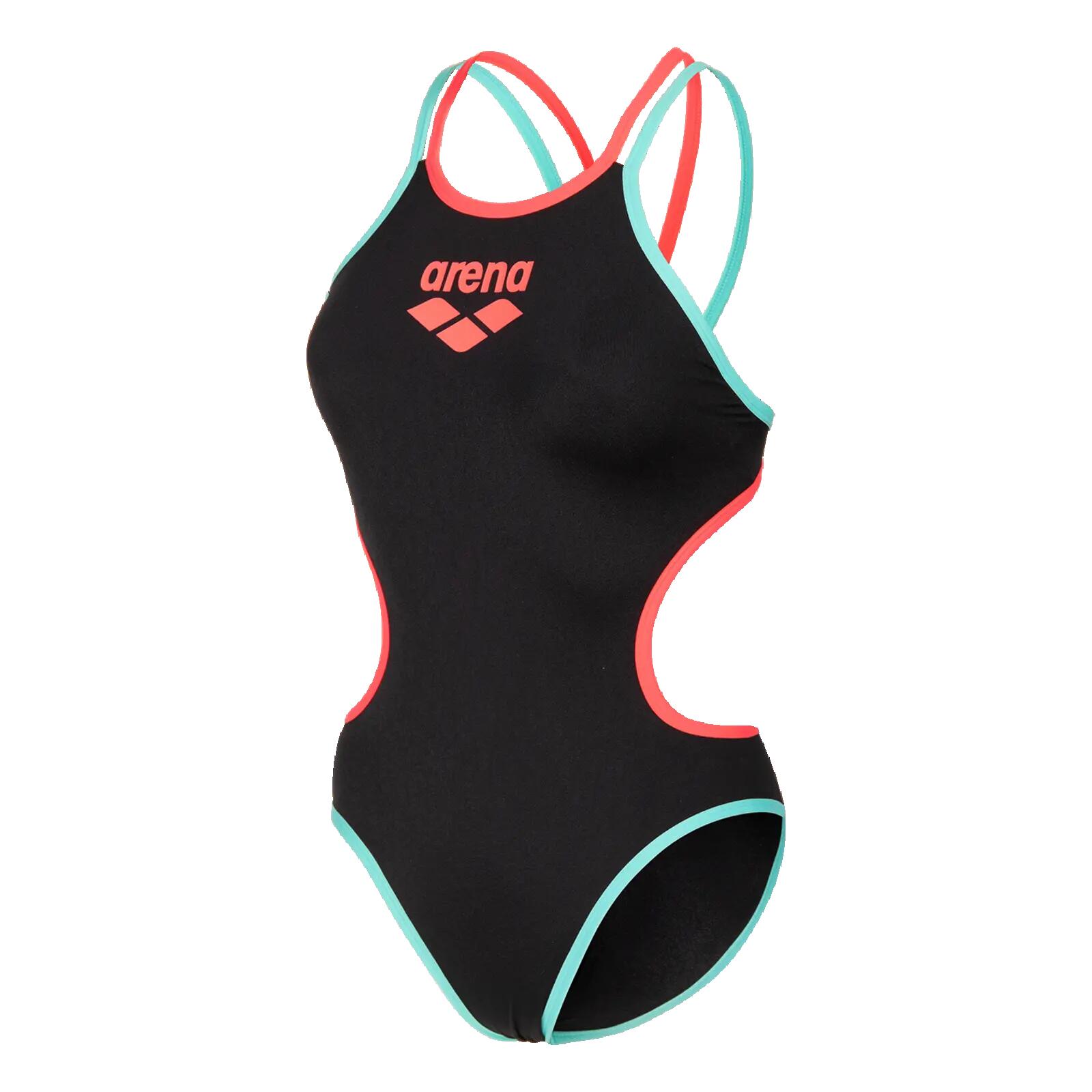 Maillot de bain Arena One Double Cross Back Noir/Corail vif 1/7