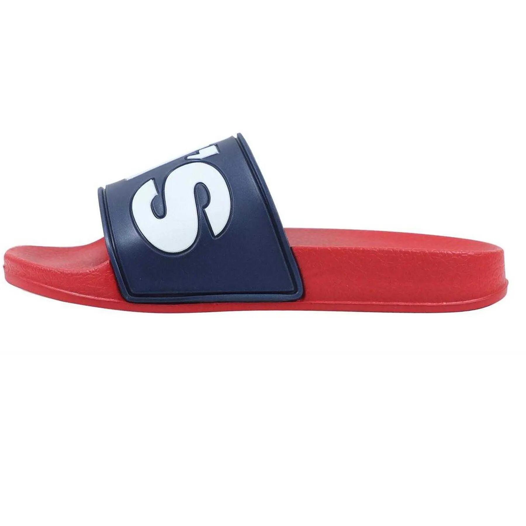 Sliders Piscina Senza Lacci PiattaBambini Levis June Blu Navy Rosso 3/5