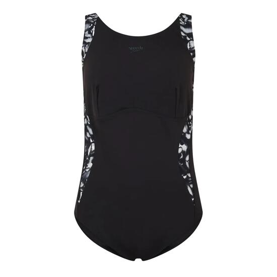 Maillot De Bain 1 Pièce Motif/style Logo Et Abstrait Femme (Noir)