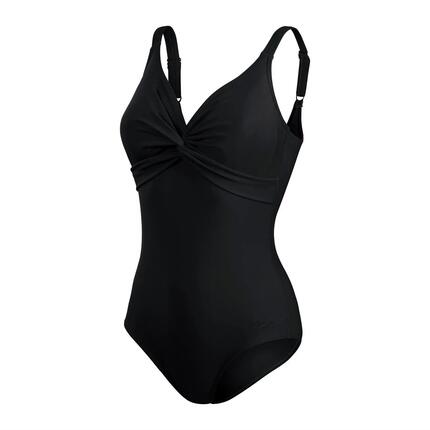 Maillot De Bain 1 Pièce Col V À Bretelles Ajustables BRIGITTE Femme (Noir)