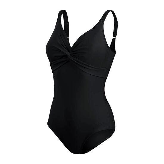 Maillot De Bain 1 Pièce Col V À Bretelles Ajustables BRIGITTE Femme (Noir)
