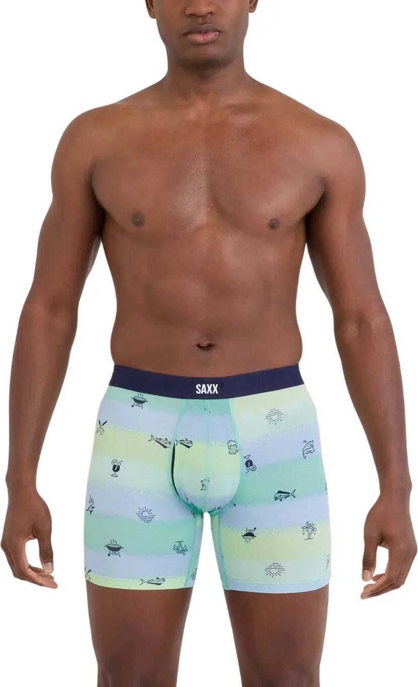 Boxer Saxx Vibe Xtra Soft Comfort Brief Fly Bleu/Vert Homme 2/4