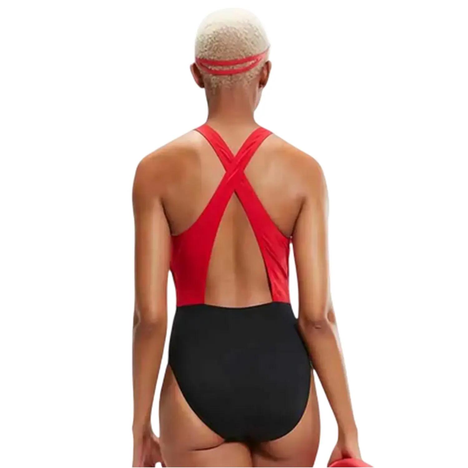 Badeanzug für Damen Schwarz/Rot 3/5