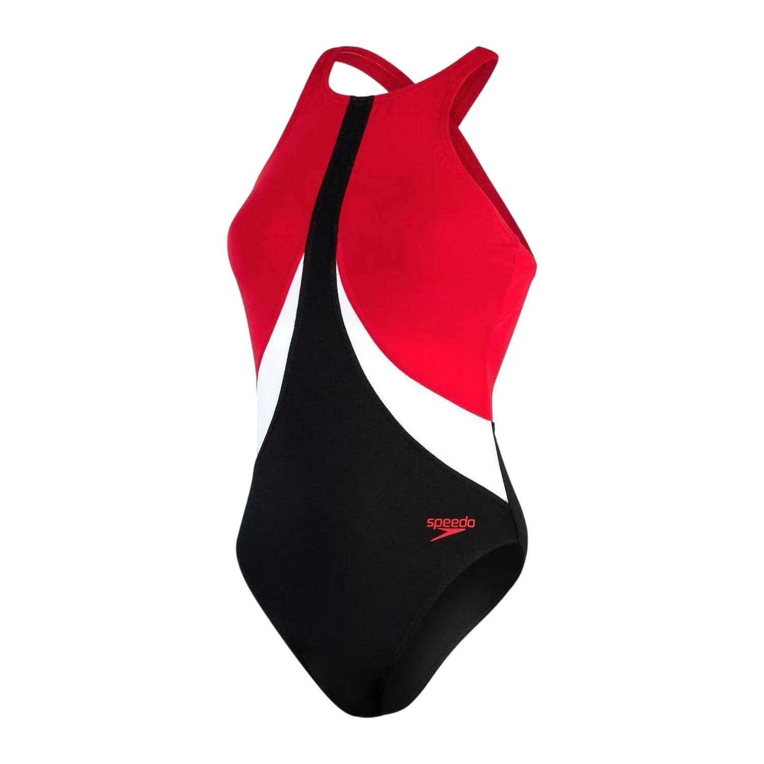 Badeanzug für Damen Schwarz/Rot 2/5