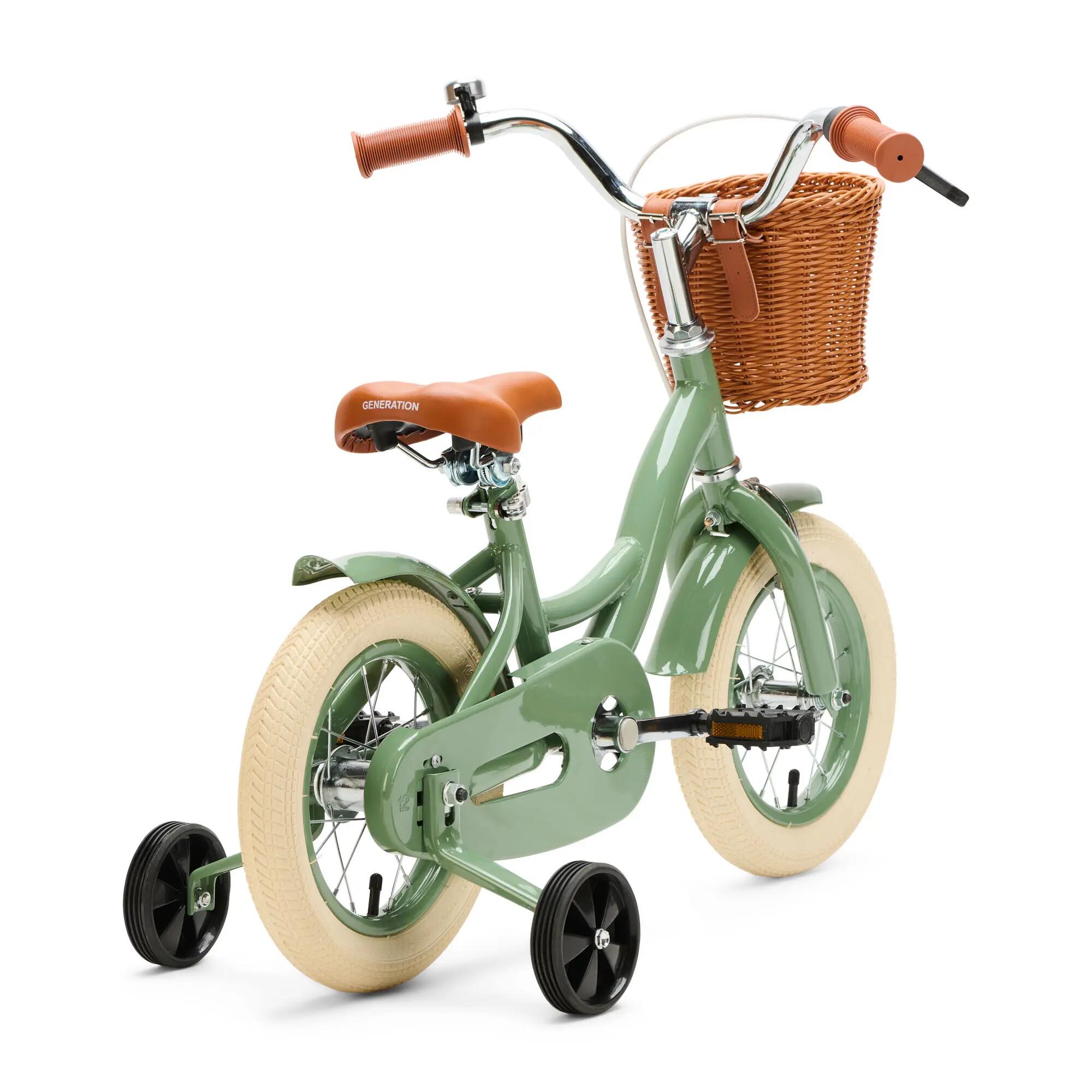 Generation Blanco 12 Pouces Vert Olive – Vélo Enfant avec Panier 3/4
