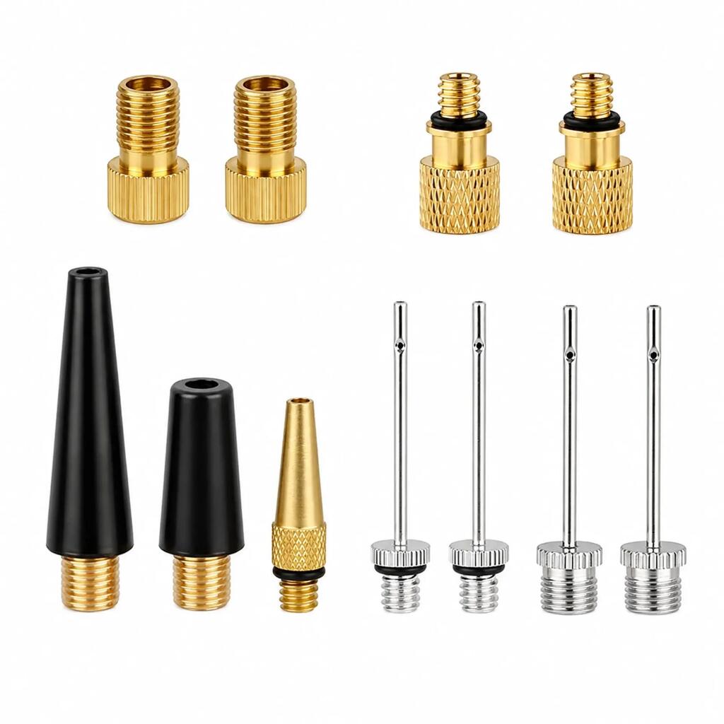 Set of 11 inflation nozzles and adapters - Presta, Schrader, Dunlop and ball