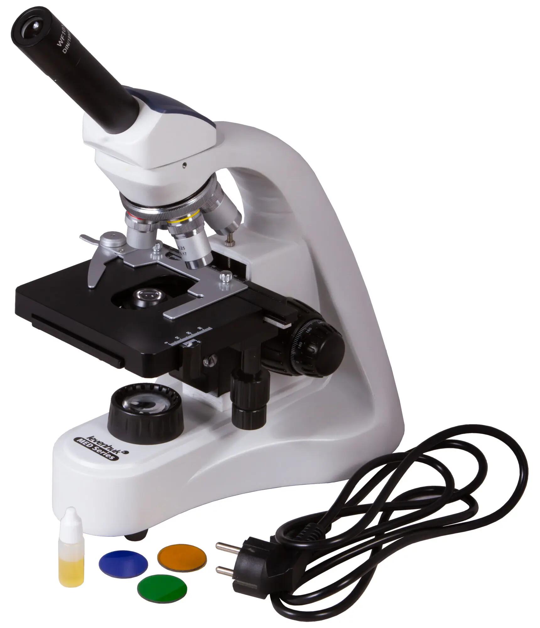 Microscopio monoculare da laboratorio - 40–1000x - Levenhuk MED 10M - Nero 2/6