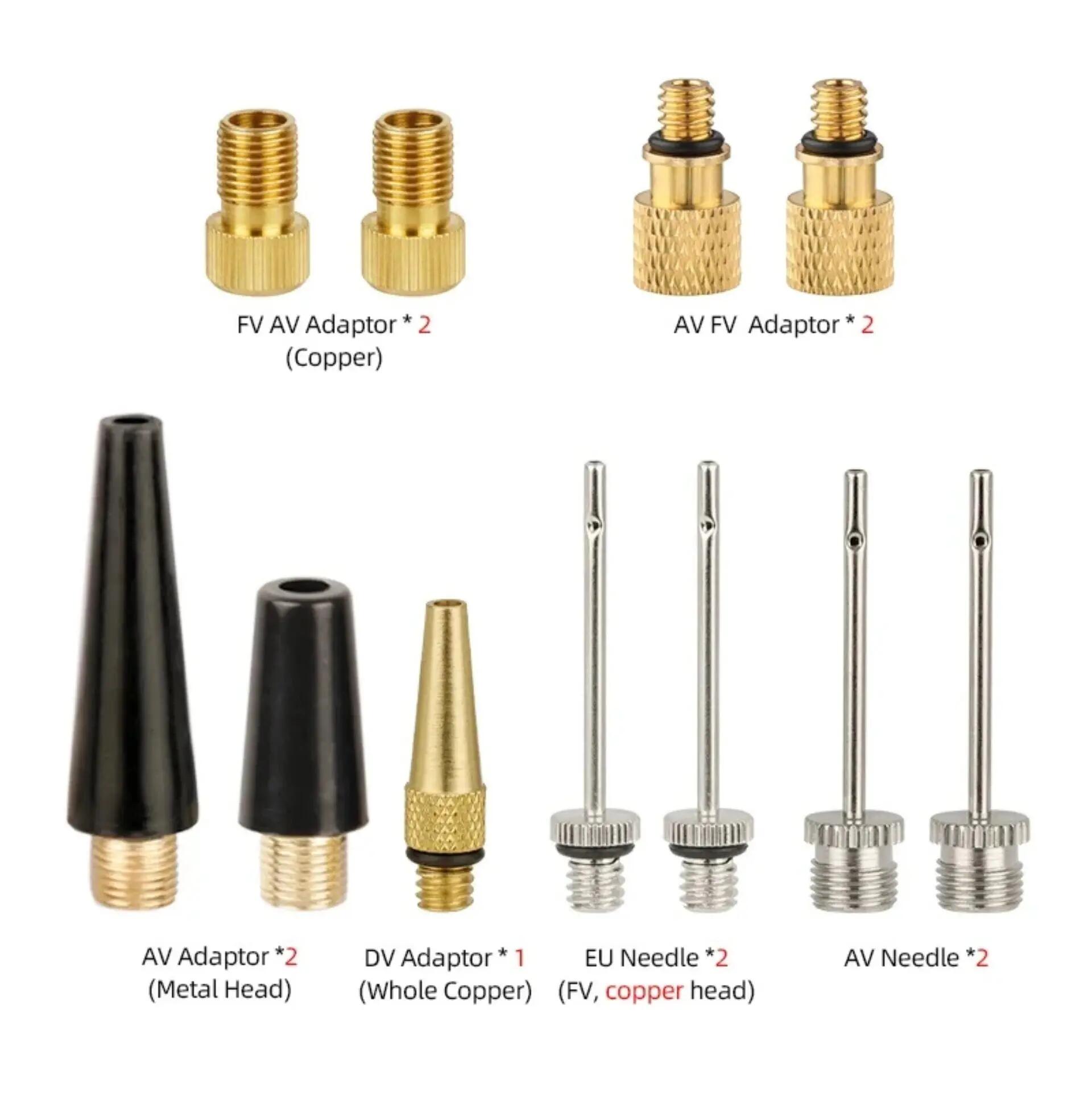 Kit van 11 opblaasadapters en naalden - Presta, Schrader, Dunlop en balnaald 2/2