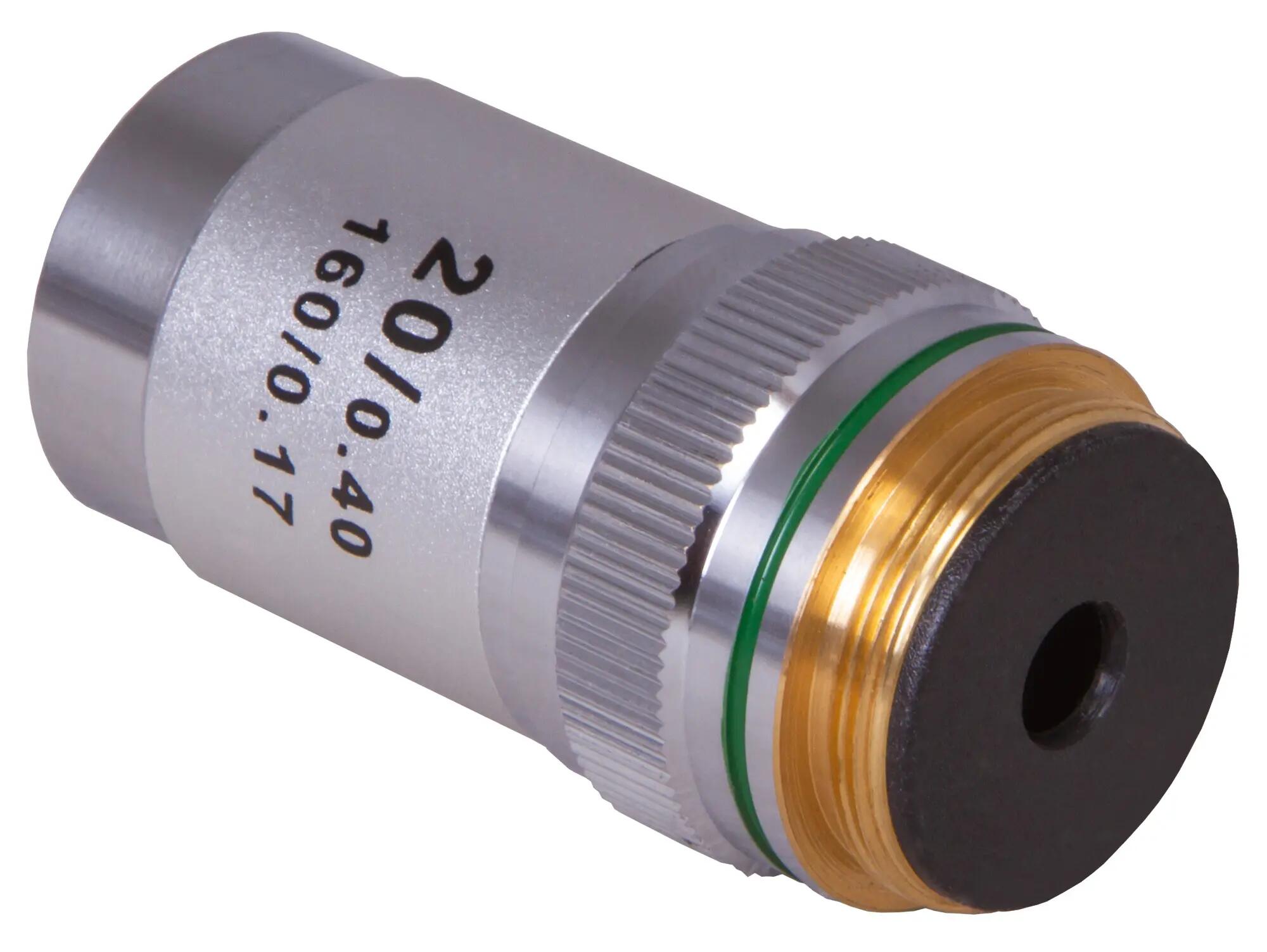 Obiettivo 20x - Microscopio - Achromatico - Metallo e vetro - Nero/argento 3/4