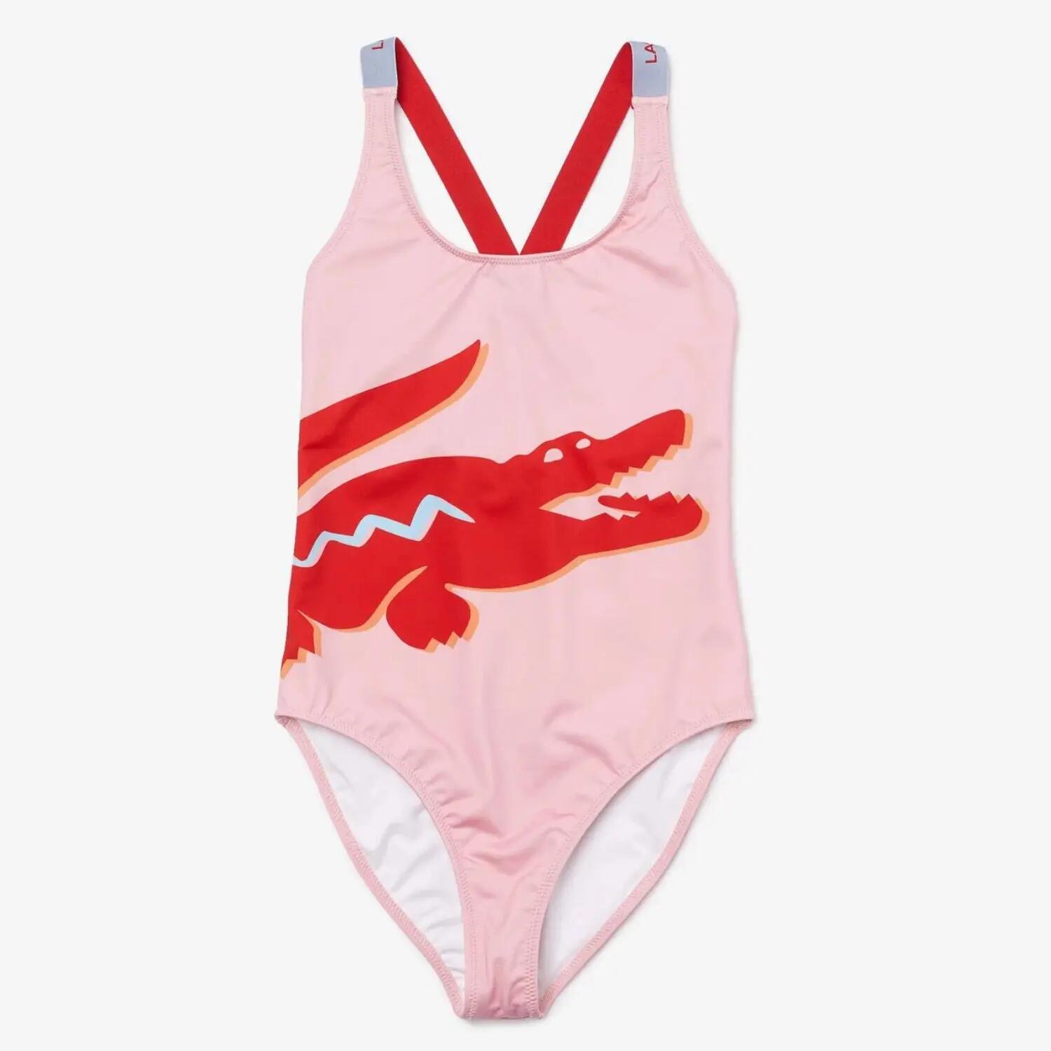 Maillot de bain une pièce Lacoste pour femme, sportif, rose 5/5