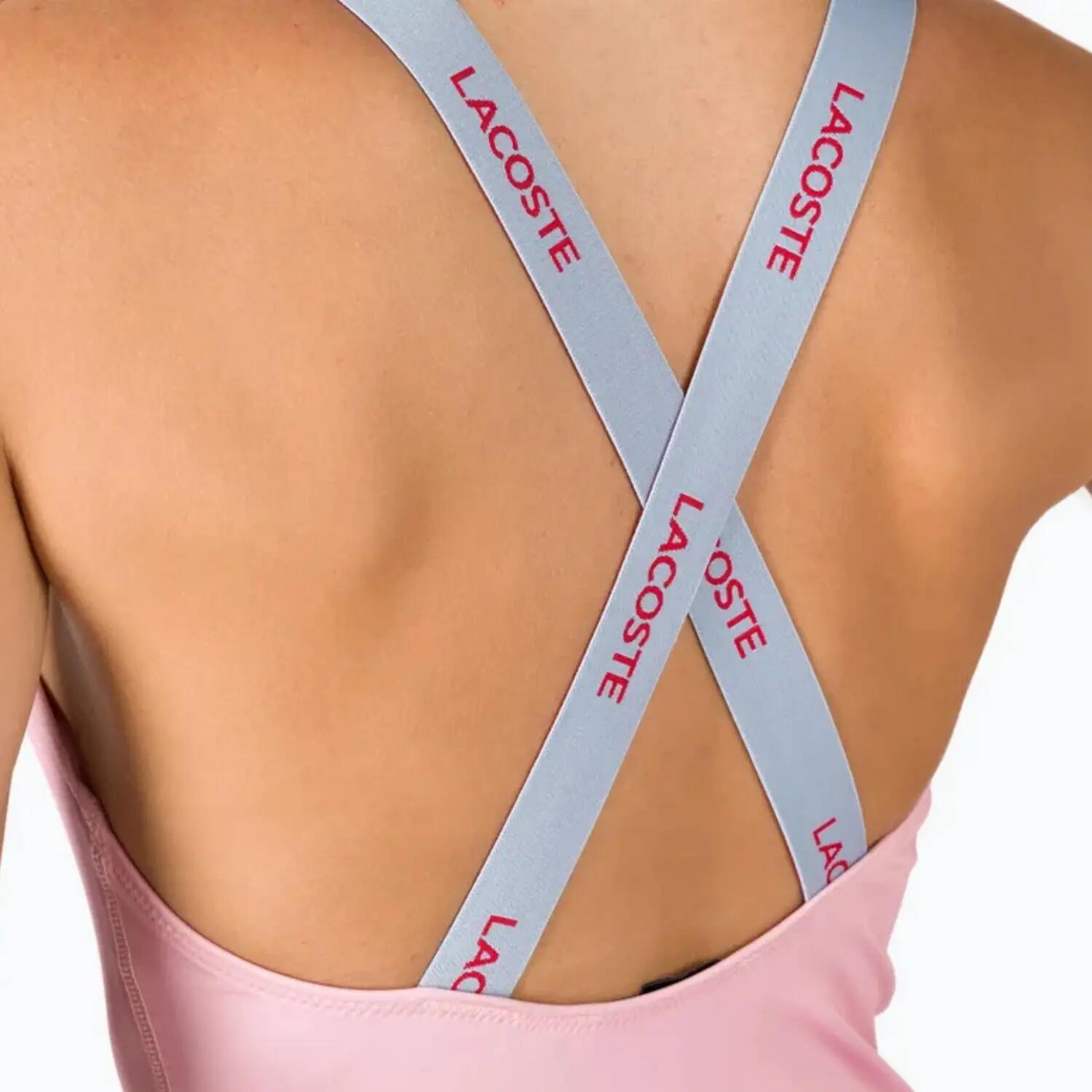 Maillot de bain une pièce Lacoste pour femme, sportif, rose 4/5