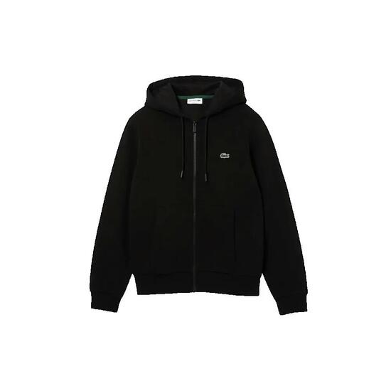 Felpa Con Cappuccio E Zip Intera Logo Ricamato Uomo Lacoste Nero