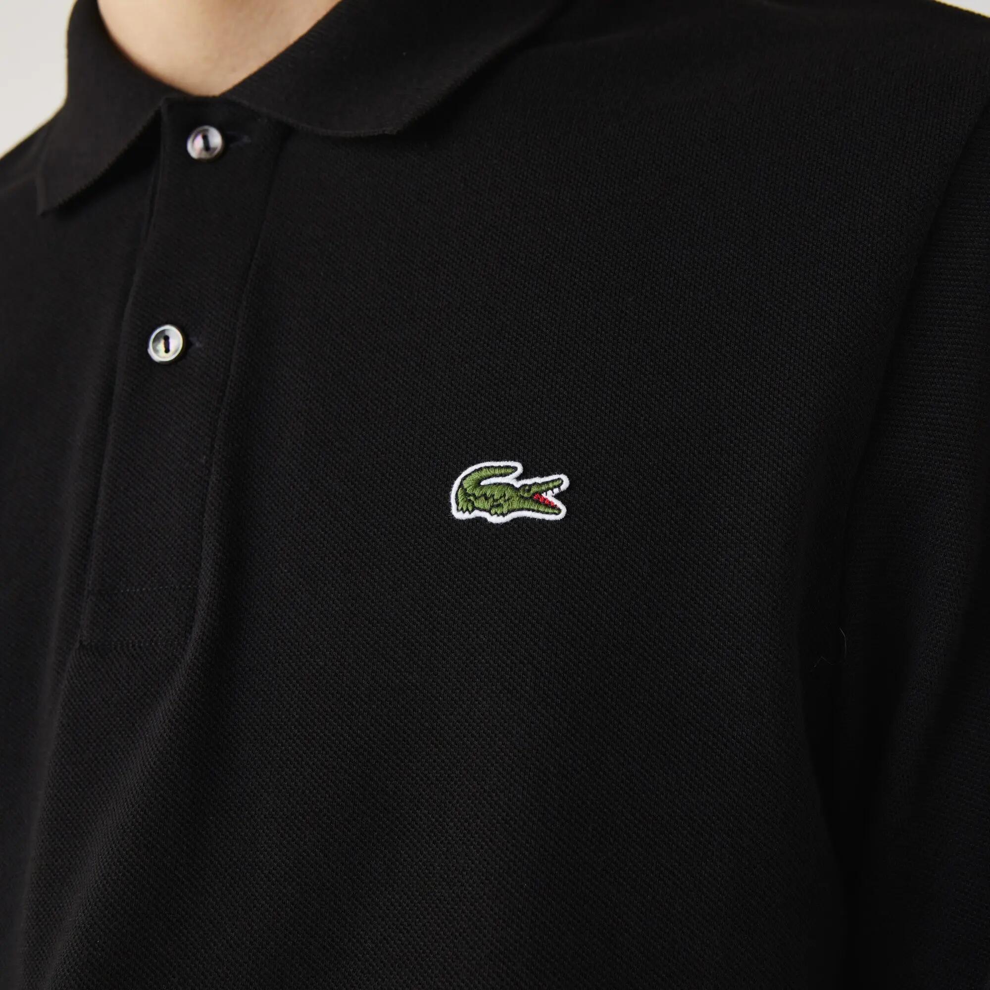 Pólo de manga comprida Lacoste Classic fit para homem em preto 4/7