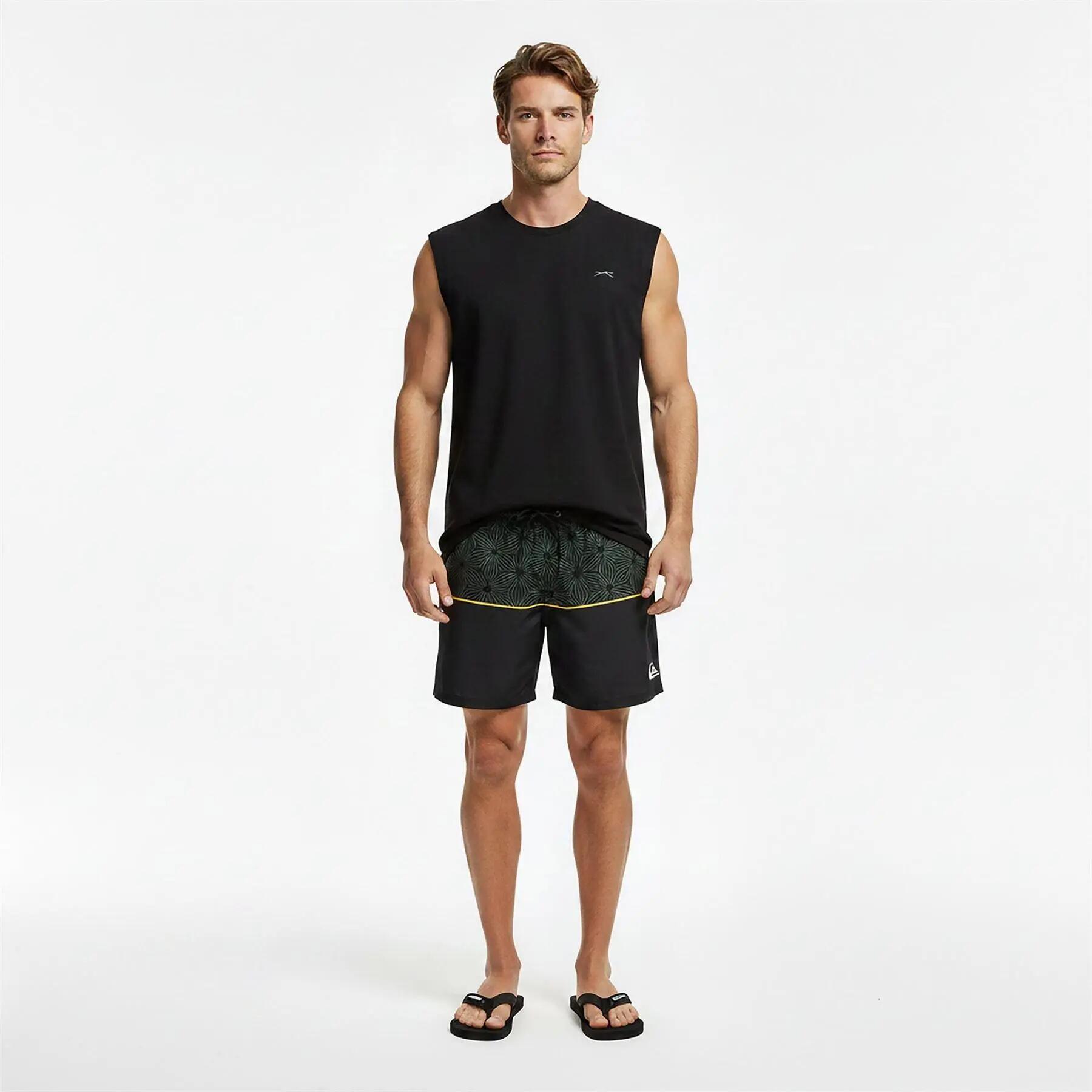 Mens Geometric Star Swim Shorts (Black) 5/5