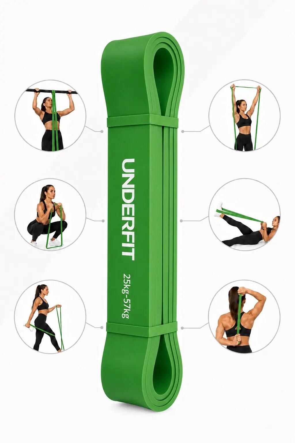 Guma do podciągania UNDERFIT Power Band Zielona 25-57 kg 3/7