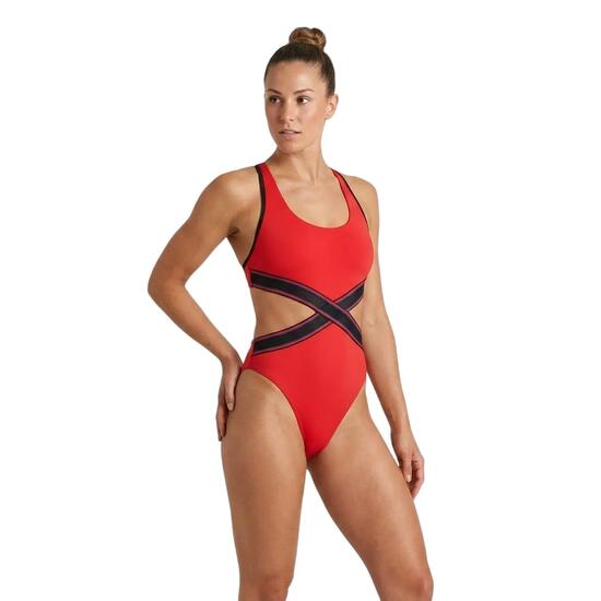 Maillot De Bain 1 Pièce Motif/style Découpé Femme (Rouge)