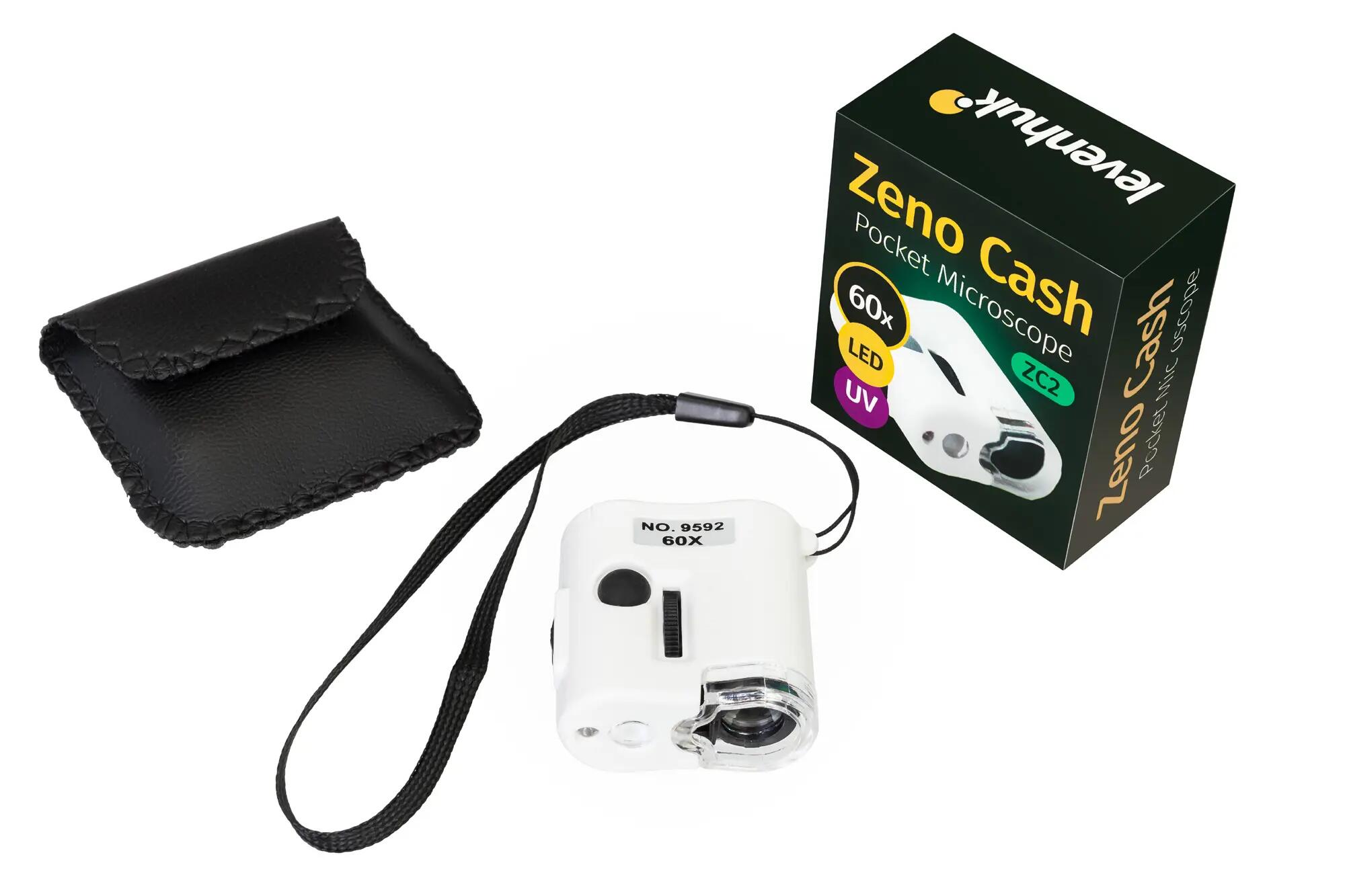 Microscopio tascabile Levenhuk Zeno Cash ZC2 - 60x, luci LED e UV, nero 2/6