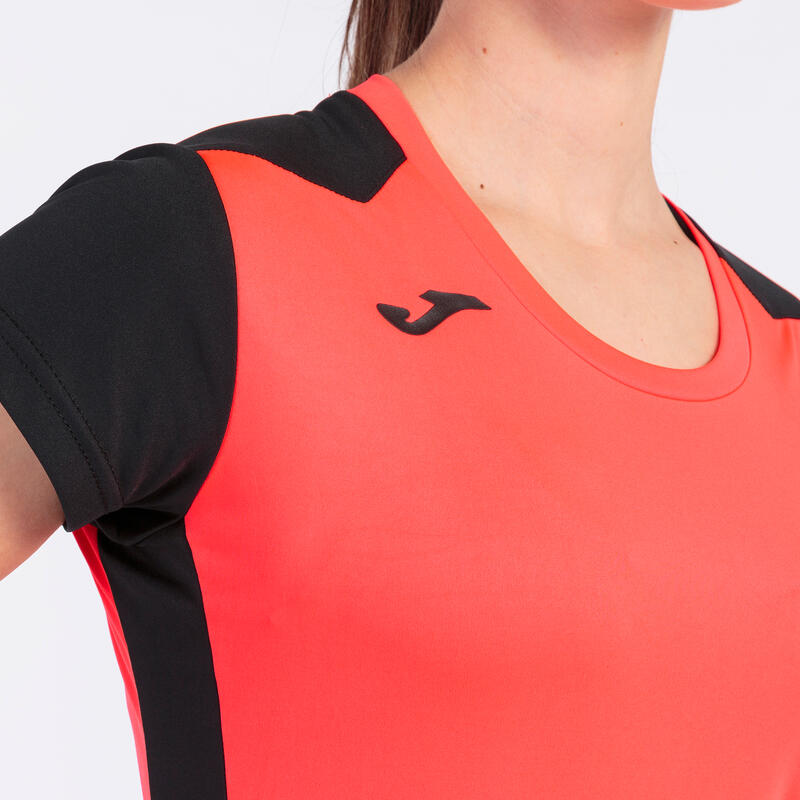 Maillot manches courtes Femme Joma Record ii corail fluo noir
