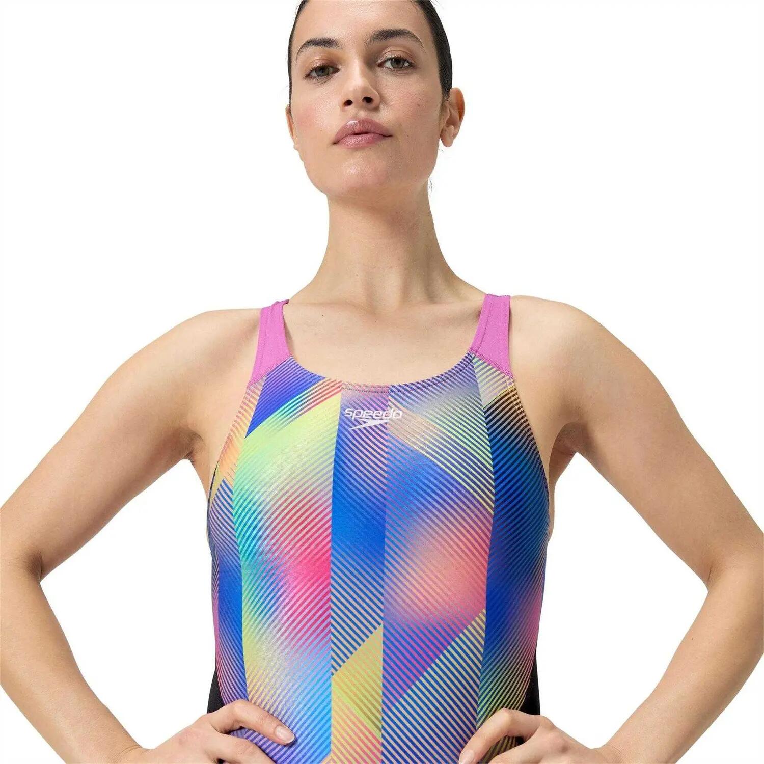 Maillot De Bain 1 Pièce Motif/style Imprimé Numérique Femme (Noir / Rose Imprimé 4/5