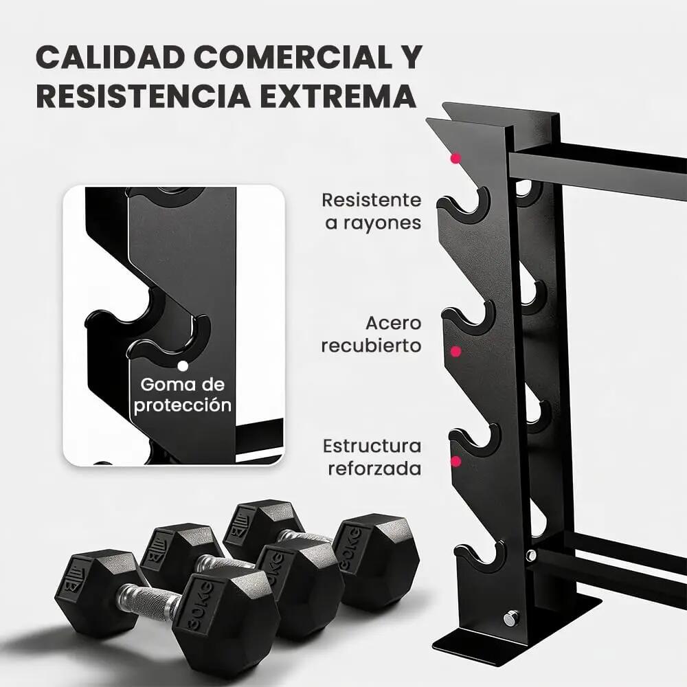Soporte Organizador Pesas Vertical/Horizontal Fitness Negro 4/5