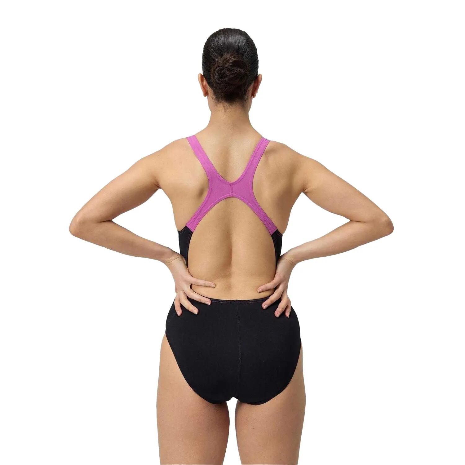 Maillot De Bain 1 Pièce Motif/style Imprimé Numérique Femme (Noir / Rose Imprimé 3/5