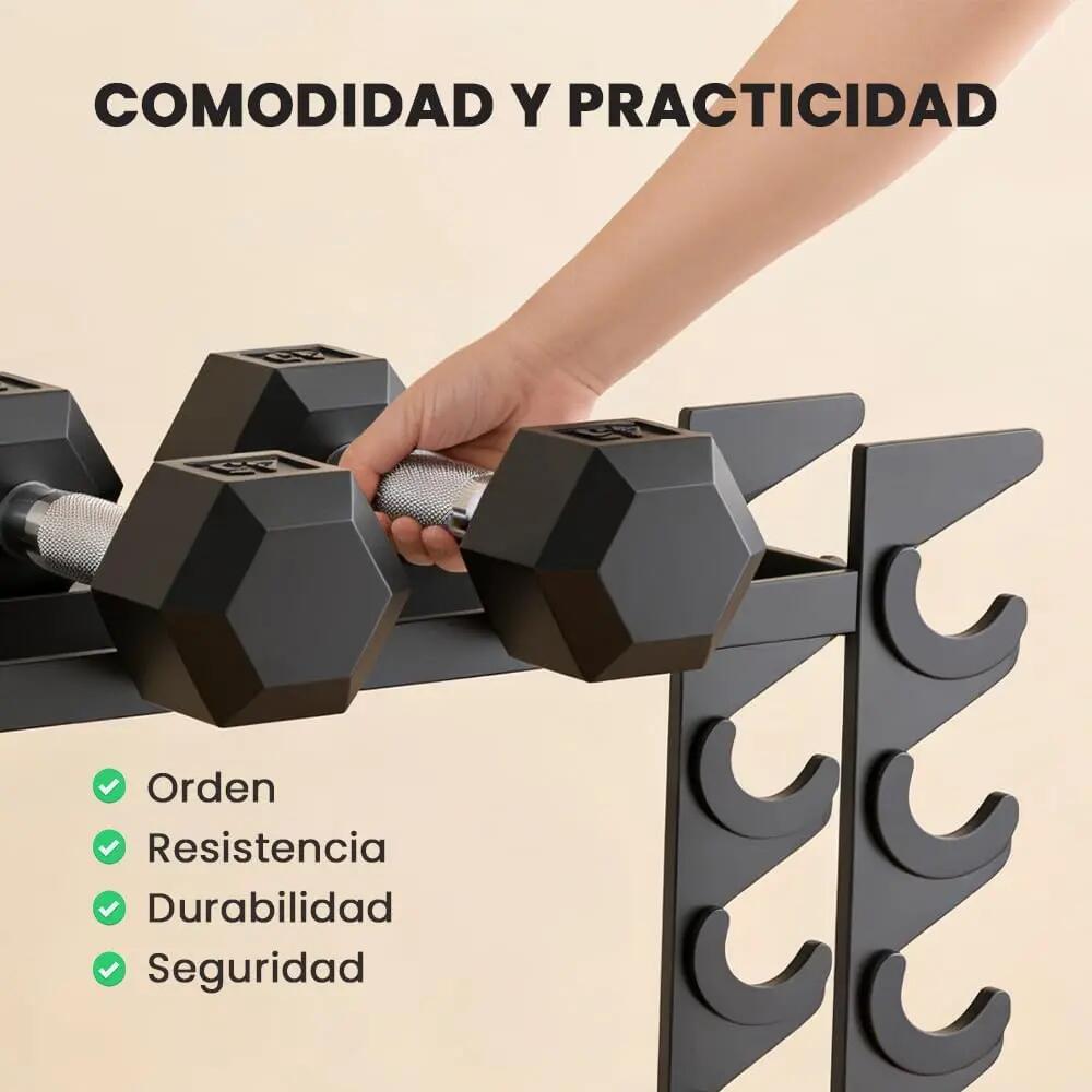 Soporte Organizador Pesas Vertical/Horizontal Fitness Negro 3/5