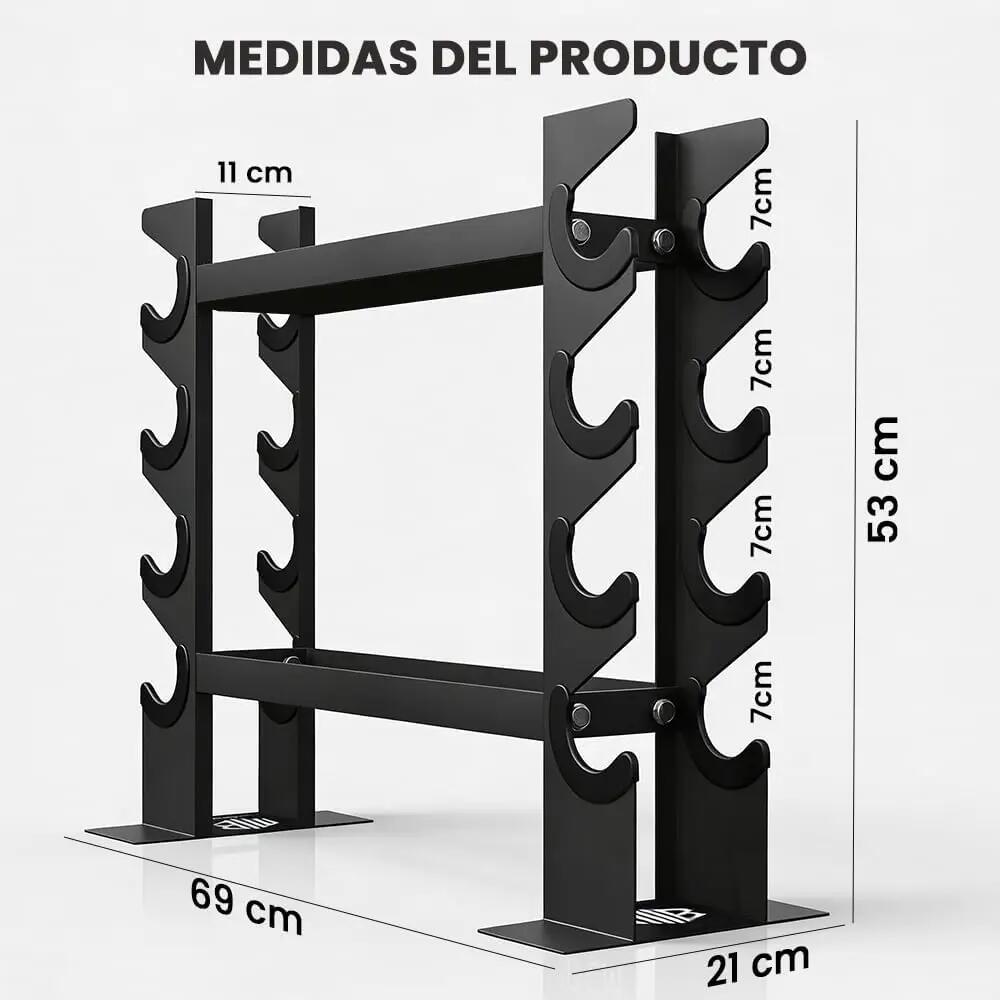 Soporte Organizador Pesas Vertical/Horizontal Fitness Negro 2/5