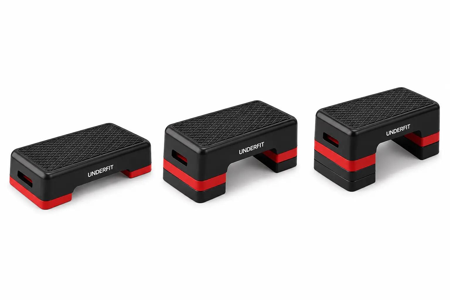 Step do ćwiczeń 3-stopniowy UNDERFIT MINI czarno-czerwony 5/8
