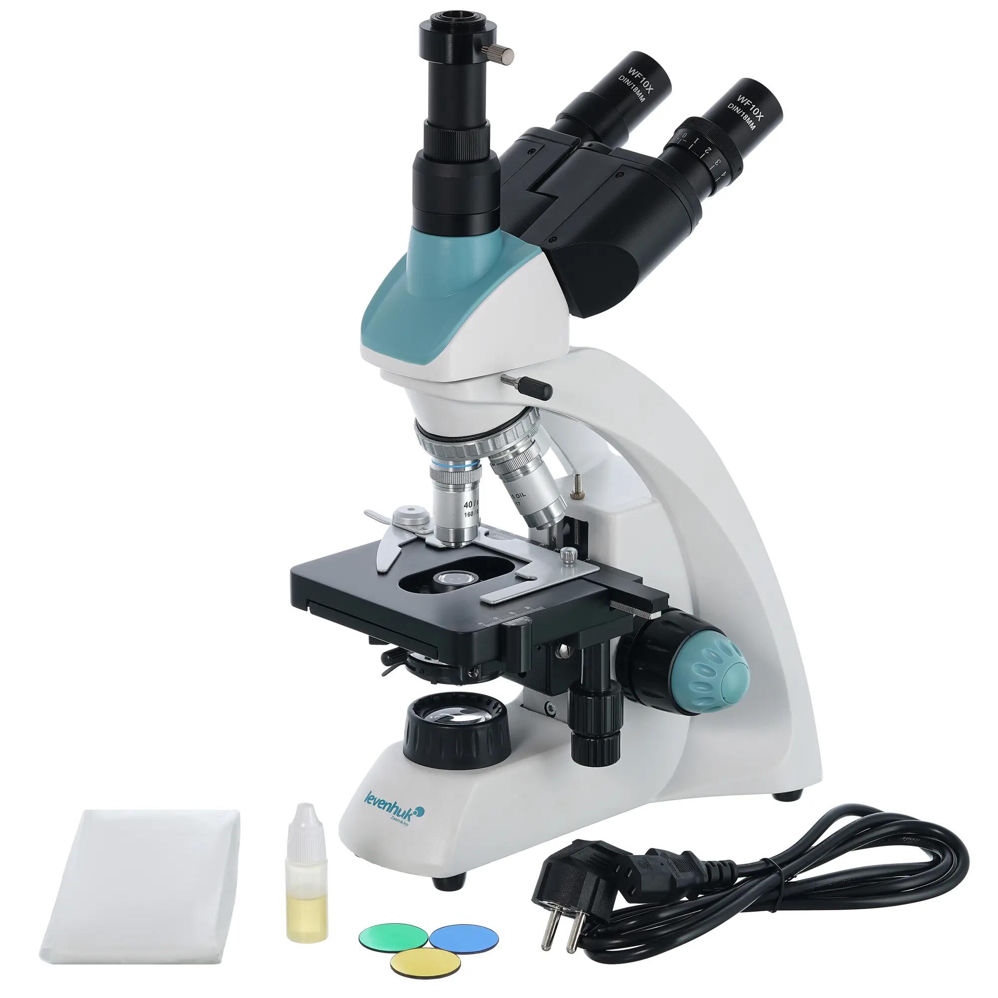 Microscopio trinoculare laboratorio - 40–1000x - Levenhuk 500T - nero 2/6